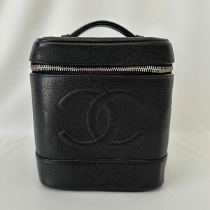 【W0426】 CHANEL シャネル バニティバッグ キャビアスキン ブラック ゴールド金具 