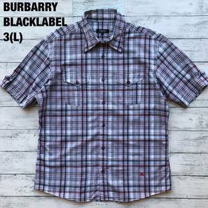  beautiful goods /3(L) size * Burberry Black Label BURBERRY BLACKLABEL short sleeves shirt hose Logo . collar wire entering check men's 
