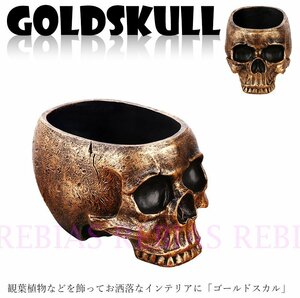 今だけ送料0円 ゴールドスカル ハーフ SKULL 骸骨 観葉植物 オブジェ 置物