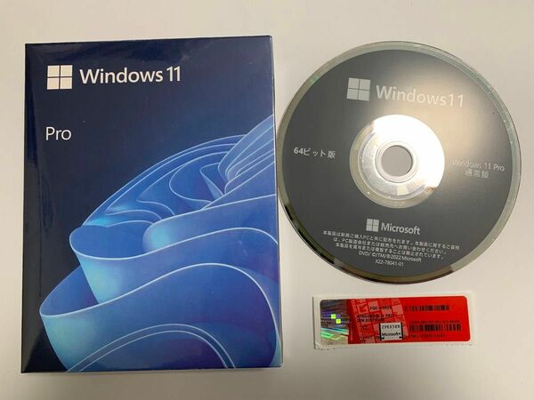 純正のWindows 11Pro（64bit） 日本語版DVDディスク、正規品プロダクトキー1pc分　COAシール付き