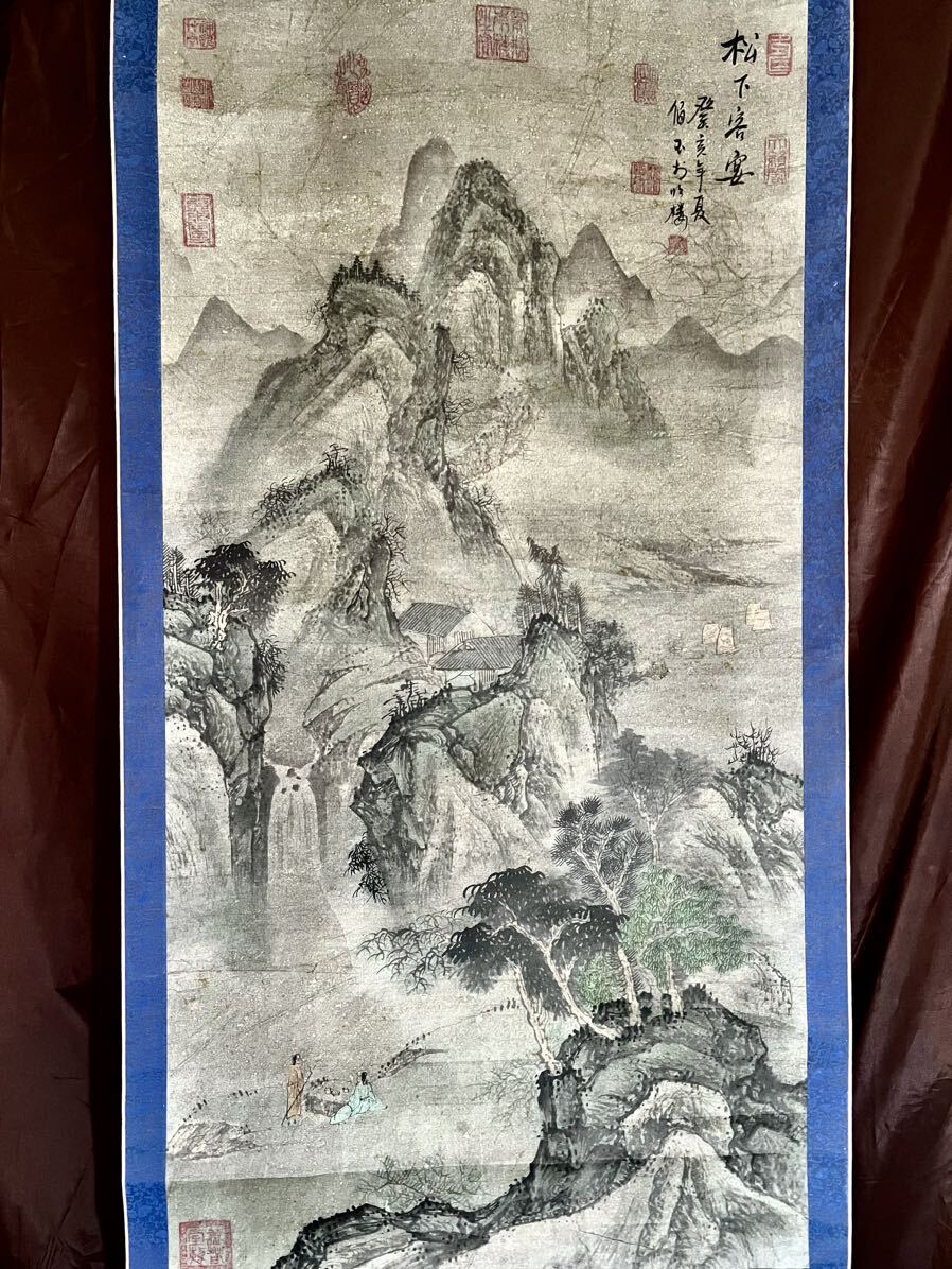 [Reproduction] [S8] Boyu Banquet Under the Pine Tree Paper, Very Large, Landscape Painting, Ancient Calligraphy, Ancient Painting, Portrait Painting, Many Signatures, Painting, Hanging Scroll, Chinese Art, Chinese Painting, Tang Dynasty, Painting, Japanese painting, Landscape, Wind and moon