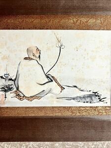 Art hand Auction [复制品] [S8] 三好观圆高僧纸佛画佛教艺术莲花人物画挂轴日本大正昭和时期画家, 绘画, 日本画, 人, 菩萨