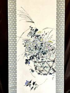 Art hand Auction [Copy] [S8] Takirin Autumn Flowers Paper, Large, Flower and Bird Picture, Wealth Picture, Chrysanthemum, Bellflower, Flower Picture, Painting, Hanging Scroll, Japan, Chinese Art, Korean Art, Painting, Japanese painting, Flowers and Birds, Wildlife