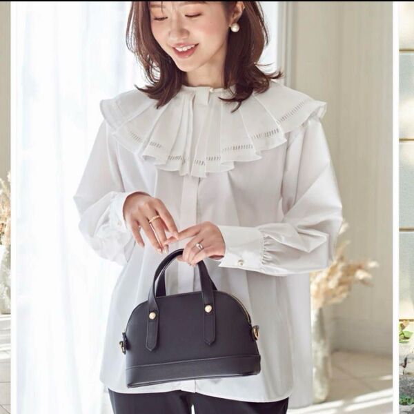 メゾンエシェル ハシゴレース ビックカラーシャツ 【ブラック】【新品未使用】