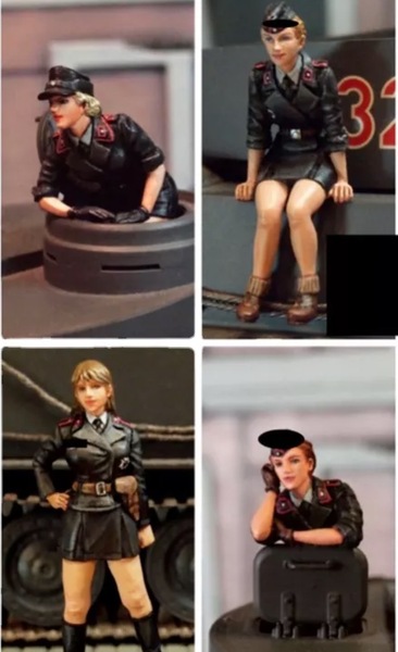 ジオラマ 女性兵士 4体 1/35スケール ミニスカ セクシー 女性兵 レジン フィギュア 未塗装 未組立 ミニチュア 樹脂模型 ミリタリー 761