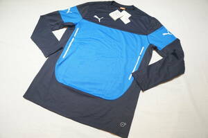 [2203A] tag attaching!PUMA Puma long sleeve T shirt p Ractis shirt L size navy chest 94~98cm unused storage goods 