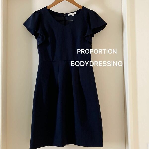 美品　PROPORTIONBODYDRESSING 半袖ワンピース ネイビー　S