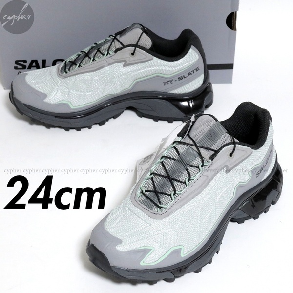 UK5.5 24cm 新品 SALOMON XT-SLATE ADVANCED スニーカー METAL GRAY FLANNEL CAMEO GREEN サロモン アドバンスド メタル グレー フランネル