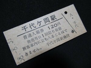 ■国鉄 入場券 千代ヶ岡駅 富良野線 120円 S58.8.31 無人化最終日