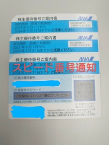 【迅速にコード通知】ANA 株主優待 全日空 3枚 有効期限:2024年5月31日