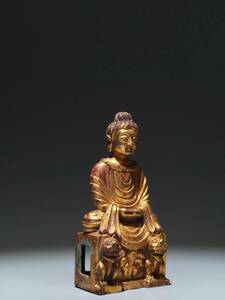 永し 唐時代 古銅 塗金 佛像 置物擺件 古美術品 時代物 古董品 収集 旧家蔵出 中国唐物 【4585】