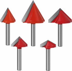 Bestgle trimmer bit 6mm carbide blade router bit 6mm5 pcs set v groove bit .. cutter 3D V router bit 60°90°