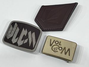 1円スタート　VOLCOM ボルコム　バックル　ベルト　ロゴ型　小銭ケース　財布　ウォレット　コインケース　スノボード　計3点セット