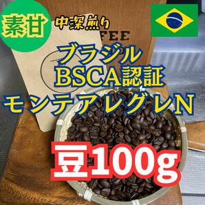 【コーヒー豆】ブラジル　BSCA認証　モンテアレグレN　豆100(10杯分) 珈琲豆 ブラジル コーヒー豆