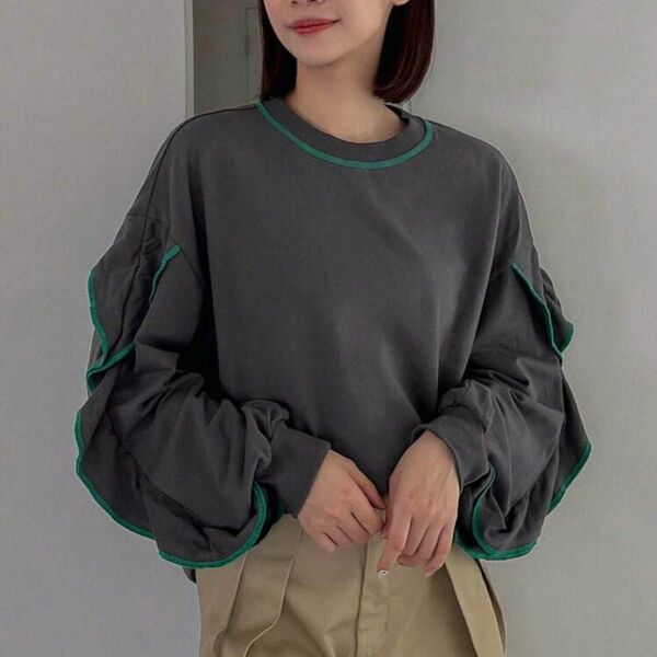 【美品】SHEIN FRIFUL フリルドロップショルダースウェットシャツ　XL