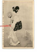 XyT2255●第10回文部省美術展覧会出品 月蝕の宵 その1 京都 上村松園氏筆 *傷み有り【絵葉書】_画像1