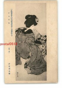 XyZ4272●文部省第9回美術展覧会入選傑作品 16の女 東京 伊東深水筆 *傷み有り【絵葉書】