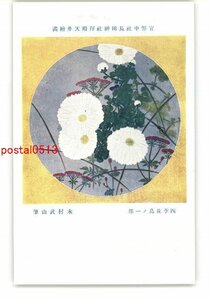 Art hand Auction XZH9892 ● Painting on the ceiling of the worship hall of Kanpei Nakanagata Shrine, part of the four seasons of flowers and birds, by Kimura Takeyama *Damaged [Postcard], antique, collection, miscellaneous goods, Postcard