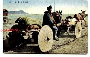 B9691●満州 蒙古風俗 牛車【絵葉書】