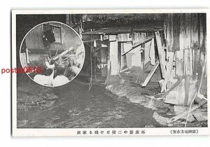 Xw3496●兵庫 阪神地方水害 再度筋の二階だけ残る家屋【絵葉書】