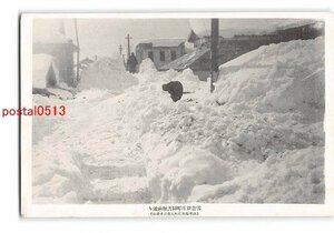 XyB8856●山形 雪景新庄町図書館前通り【絵葉書】