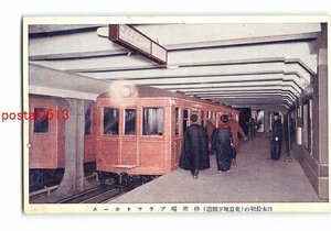XyF7953●東京 日本最初の 東京地下鉄道 停車場プラットホーム *傷み有り【絵葉書】