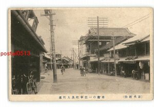 XyX2895● 福島 岩代郡山 市街の一部中町及大町通 *傷み有り【絵葉書】