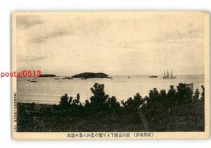 XyX7416●千葉 安房名所 館山公園下より鷹の島沖の島の遠望 *傷み有り【絵葉書】