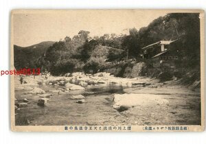 XZC1797●福島 飯坂ラシウム温泉 摺上川の清流と天王寺温泉の景 *傷み有り【絵葉書】