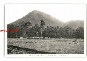 XZD3422●滋賀 御上神社 全景と三上山 *傷み有り【絵葉書】