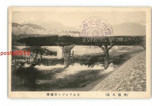 XZG3445●長野 信濃八景 日本アルプスの残雪 機関車 *傷み有り【絵葉書】