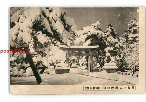 XZI4239●新潟 雪の新潟 白山神社二の鳥居 *傷み有り【絵葉書】