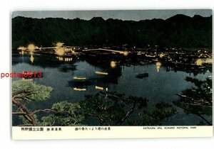 XZI3095●和歌山 熊野国立公園 勝浦温泉 湯の香ただよう港の夜景 *傷み有り【絵葉書】