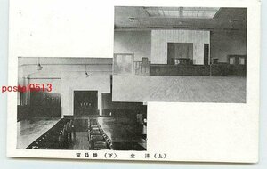 T9137●学校名不明 講堂 職員室【絵葉書】