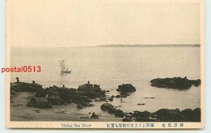 Xa7392●静岡 興津 海岸より三保の松原【絵葉書】