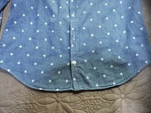 長袖シャツ,ブラウス　 長袖　綿100%　日本製　紫外線/冷房対策にも　小さなお花織り込み模様　Mサイズ　185円送　中古_画像4