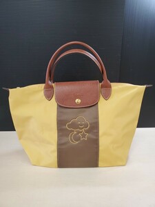 LONGCHAMP ロンシャン 折りたたみ ハンドバッグ イエロー×カーキ