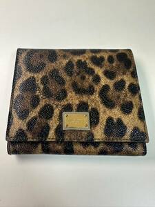 DOLCE&GABBANA Dolce & Gabbana three folding purse Leopard pattern lady's 