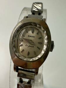 RADO ラドー カットガラス 21石 手巻き 裏蓋 K14WG 刻印有り レディース腕時計 ベルト社外品
