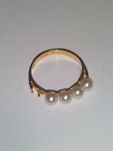  pearl ring ring with translation loss junk K18 stamp 