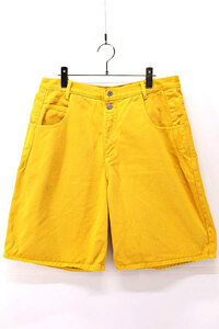 Used 90s GUESS Yellow Color Denim Baggy Short Pants Size W35 古着