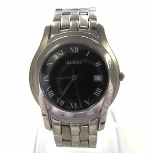 [9356-010] GUCCI 5500M Date кварцевый наручные часы [ б/у * Junk ] неподвижный товар Gucci циферблат чёрный черный женский 1 иен старт 
