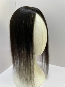 人毛100%部分ウィッグ ヘアピース I型つむじ二重引き抜き超軽量 白髪隠し　ナチュラルブラック部分かつら 頭頂部 トップピース