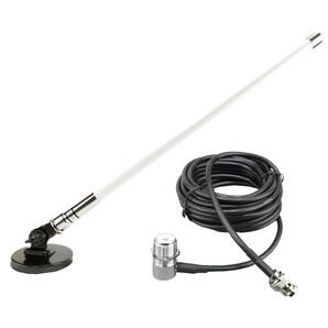 144/430MHz帯 55㎝ アンテナ セット(白)+2軸可動式マグネットアンテナ基台+RG58(3D-2V相当)同軸ケーブル5m MJL-BNC接栓 【フリマ対応】