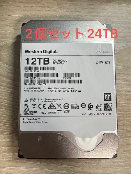 [2個セット 24TB]大容量HDD WD 12TB 3.5インチ SATA ハードディスク