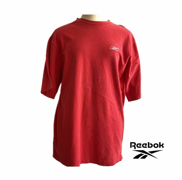 Tシャツ 半袖 ロゴ リーボック 赤色 古着 刺繍 半袖Tシャツ