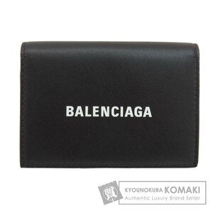 BALENCIAGA バレンシアガ 594312 ロゴ 二つ折り財布（小銭入れあり） レザー レディース 中古