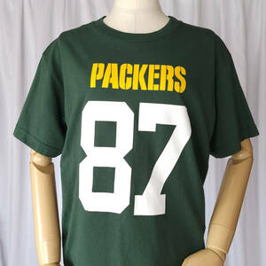 YHqyy/L(14/16)サイズ/NFL PACKERS グリーンベイ パッカーズ #87 ネルソン 半袖Tシャツ 緑(グリーン)系 USED 古着 アメリカンフットボール