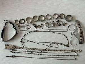  silver 925 SILVER stamp necklace ring earrings other together parts lack ... acid . deterioration many equipped Junk gross weight 175.65g