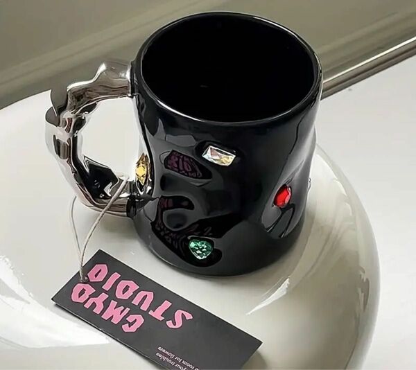 韓国風 コップ マグカップ 黒 可愛い 